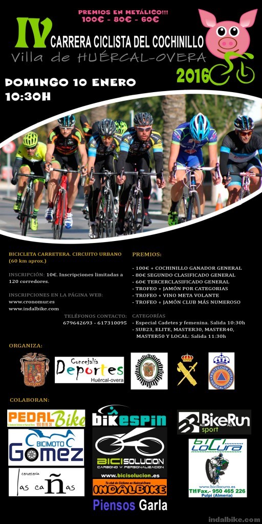 Cartel carrera ciclista cochinillo Villa Huércal-Overa